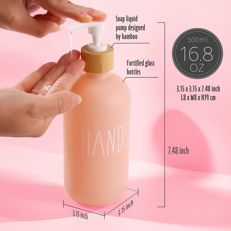 Loochica Glass Kitchen Pink Soap Dispenser, Detergent Dispenser or Hands Soap Dispenser for Kitchen Sink, Modern Pink Decor Soap Pump for Kitchen Organization - Image 3